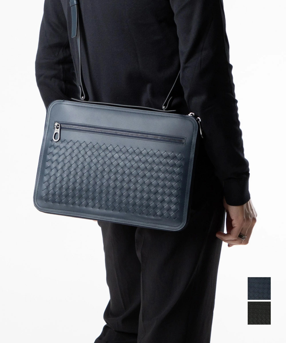 Bottega Veneta Men's Business Briefcase Bag in Intrecciato Leather