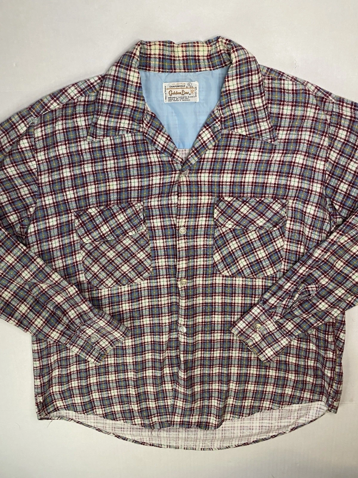 Vintage Golden Line Flannel Shirt Mens L Plaid Sanforized Cotton 70s Workwear
Opens in a new window