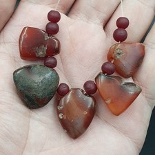 Ancien lot ancien 5 pendentif agate old himalaya tibetan african agate bead