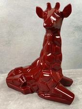 Jaru California Pottery Giraffe Cubist Large Red Ceramic Sculpture Vintage 1979