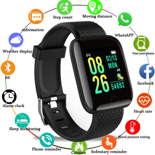 Cinturino Smart Watch Braccialetto Braccialetto Fitness Tracker Frequenza Cuore Monitoraggio Sport - Foto 2 di 29