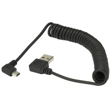 USB 2.0 Male to MINI USB 2.0 Male 90 Degree Angle Retractable Data Charger Cable
