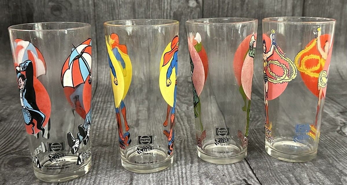 VTG DC Comics 1976 Super Series Moon Pepsi Glasses Set Of 4 VTG DC Comics 1976 Super Series Moon Pepsi Glasses Set Of 4
