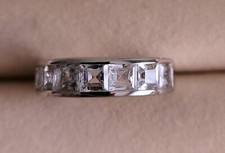 White Topaz Half Eternity Band Ring, Size 6, NEW