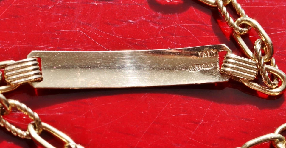 18k 750 yellow gold bracelet Italian 6.25" Id link chain handmade 4.88gr N2525F - Image 4 of 4