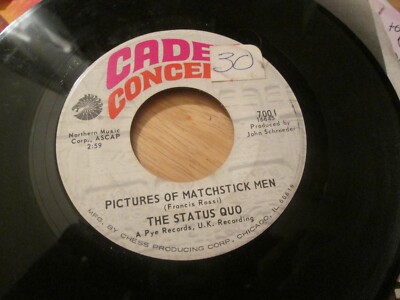 45 STATUS QUO MATCHSTICK MEN / GENTLEMAN JIMS SIDEWALK CAFE CADET  RECORDS