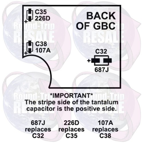 Gameboy Color *UPGRADE KIT* Tantalum Capacitors Power Switch Volume Game Boy GBC - Picture 7 of 7