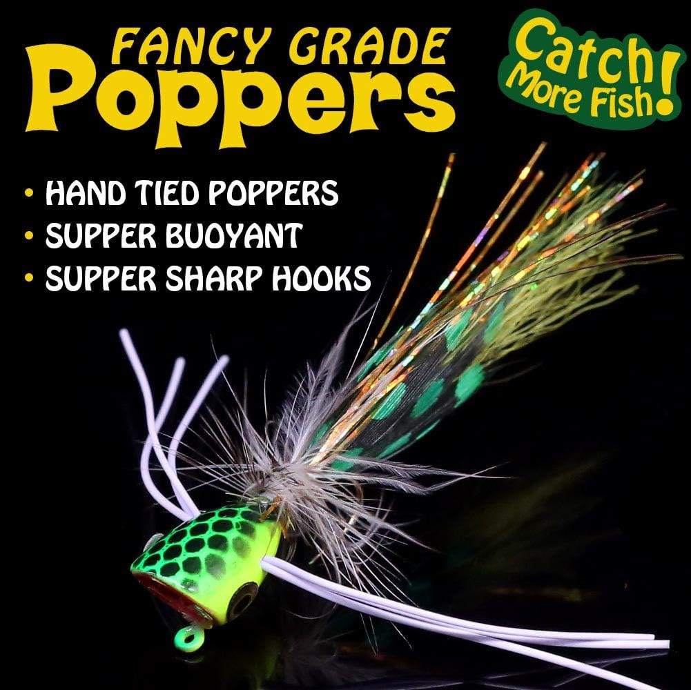 Popper-Flies-For-Fly-Fishing-Topwater-Panfish-Bluegill-Bass-Poppers Flies Bugs L - Image 2