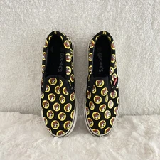 Buc-cee’s Slip On Sneaker Tennis Shoes Size Youth 5 Women’s 7 Black Yellow