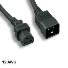 LOT10 8' Black Heavy Duty Power Cord IEC-60320 C20 to C21 12AWG 20A/250V PDU UPS