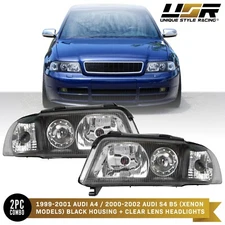 Black Clear Corner D2S Xenon Headlight Pair (L+R) For 99-01 Audi A4/00-02 S4 B5