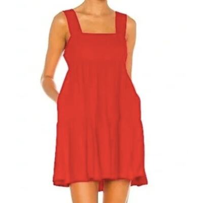 Amanda Uprichard Mitzi Babydoll Tiered Mini Red Dress Size M