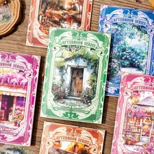 15Pcs Scenery Girls PET Stickers Journal Planner Collage Decorative Crafts Art