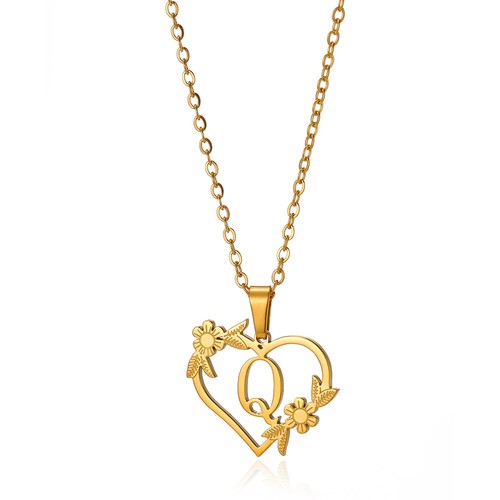 ✅ Collier Acier Inoxydable Lettre Prénom Coeur Femme pendentif initial Bijoux - Picture 21 of 30