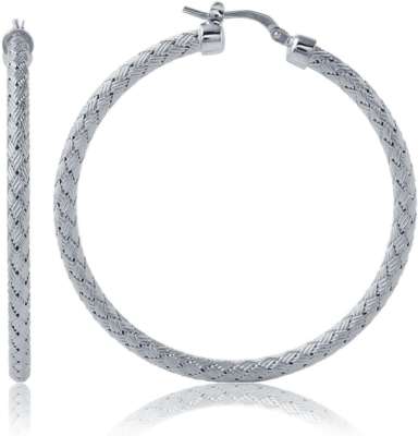 Charles Garnier - ''Milan'' - 45mm Rhodium-Plated Sterling Silver Hoop Earrings