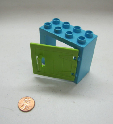 Lego Duplo Azure Blue & Lime Green Window Pane Door Unit Building Block 2X4