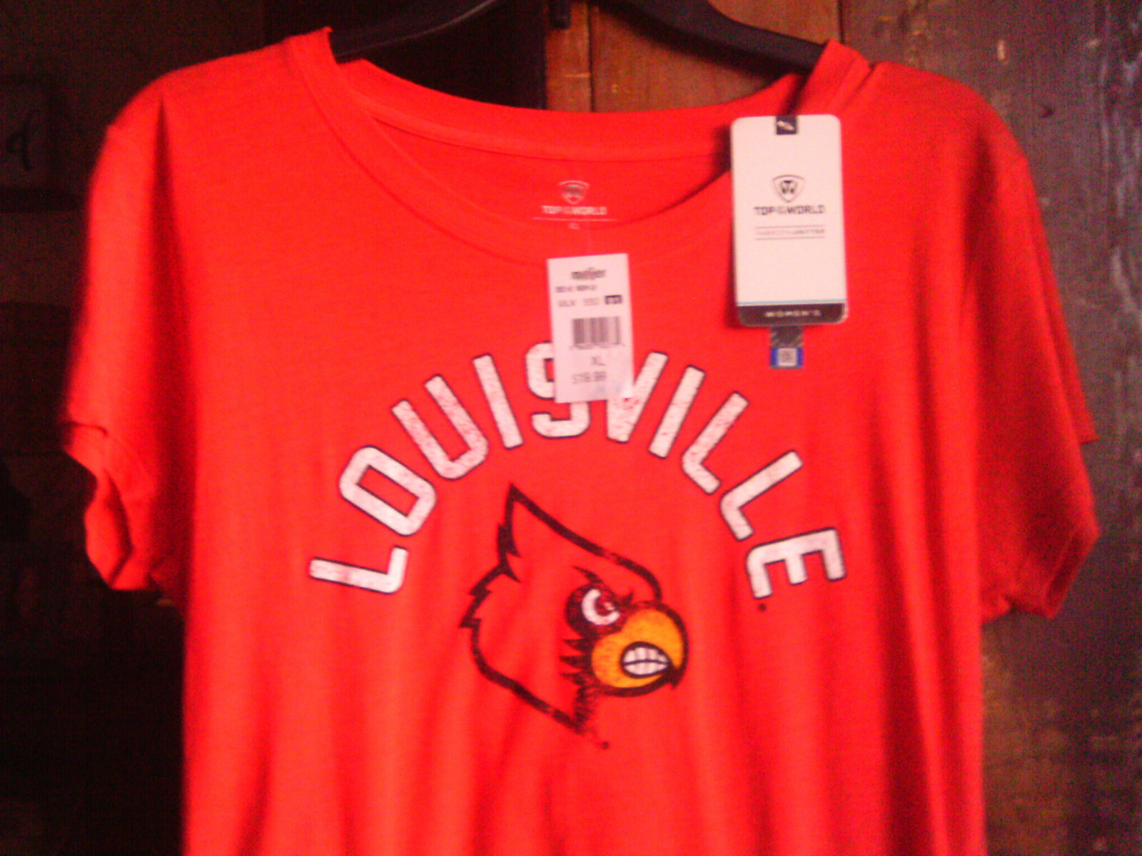 NEW WOMENS LOUISVILLE CARDINALS FOOTBALL S/S T-SHIRT - RED - XL