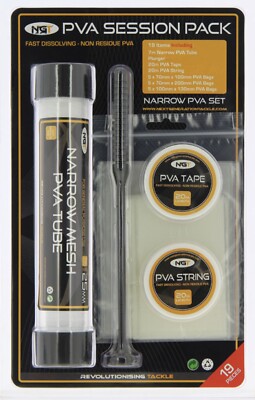 NEW Ngt NARROW PVA Session Pack 7m Tube, String, Tape & PVA Bags Carp Fishing.