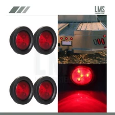 4pcs For Truck Trailer 2.5" Round 4LED Side Marker Clearance Tail Light Kit Red