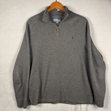 Polo Ralph LaurenSweater Mens Large Charcoal Gray 1/4 Zip Warm Preppy