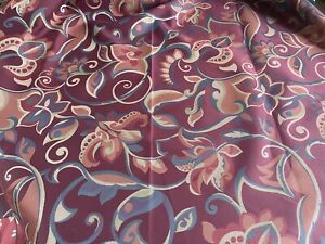 3YARDS OF VINTAGE FLORAL PRINT WITH MAROON & WHITE POLKA DOTS STRETCH KNIT