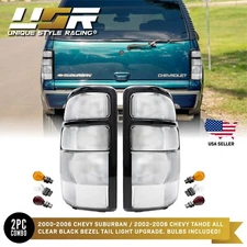 RARE! All CLEAR Euro Rear Tail Light For 00-06 Chevy Suburban Tahoe w/ Bulbs