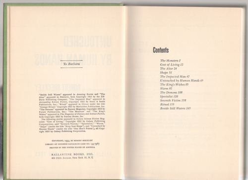 Untouched by Human Hands - Robert Sheckley - Ballantine 1954 HC 1st, Dust Jacket - Picture 6 of 6