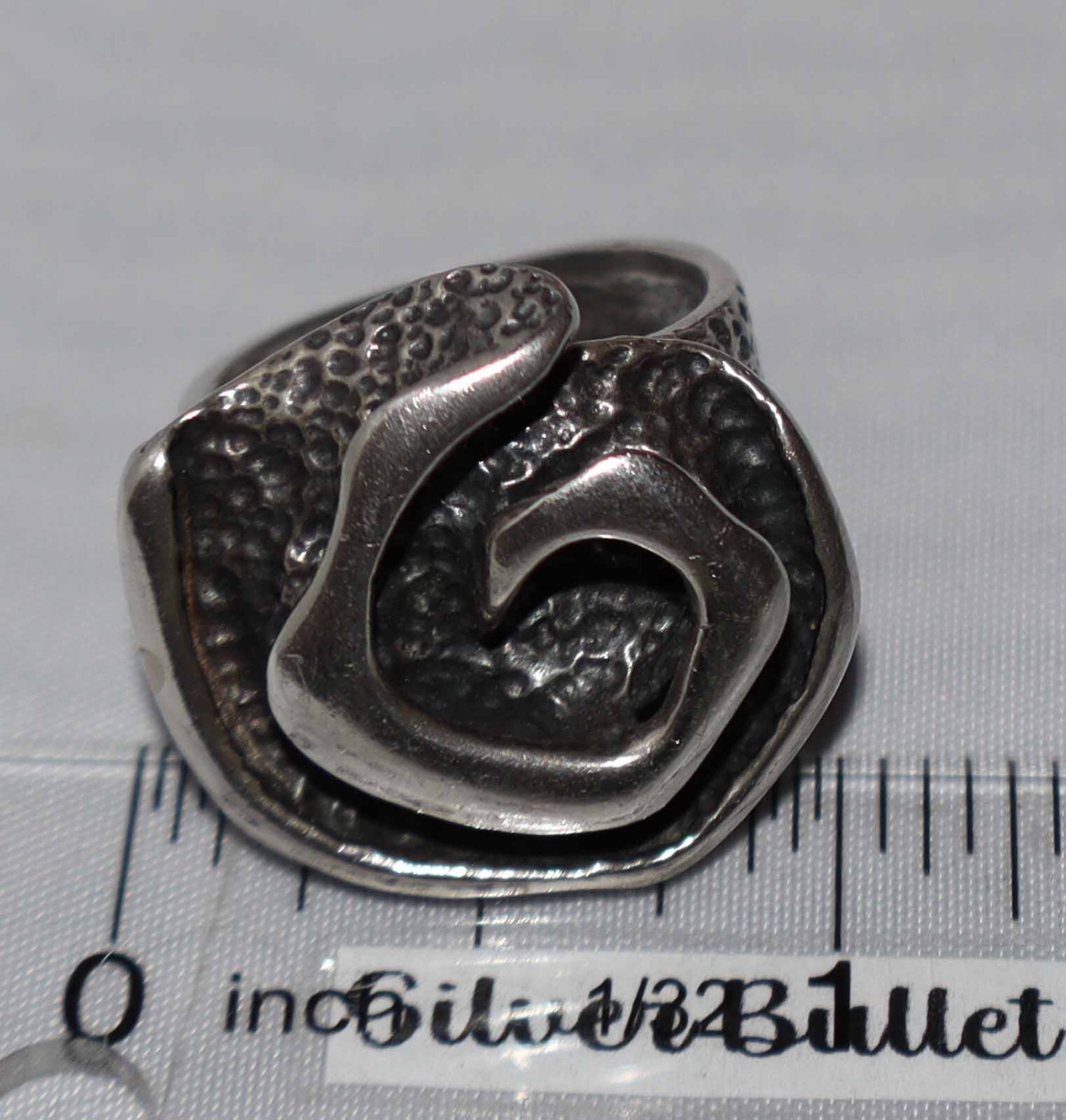 Silpada Sterling Silver Heavily Oxidized Swirl Textured Band Ring R1927 SZ 8 1/4
