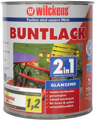 Wasserverdünnbare Buntlack 2in1 Grundierung+Lack Schutzlack Acryl Farbe glänzend