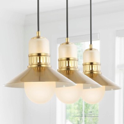 Colin 3-Light 35 in. Hurricane Triple LED Pendant, Brass Gold by JONATHAN Y