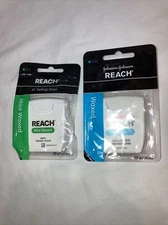 Lot Of 2 Reach Tape Mint Waxed Dental Floss / Reach Unflavored Waxed- 55 Yds
