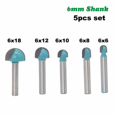 5Pcs 6mm Shank Round Nose Cove Core Box Router Bit Set 6mm,8mm,10mm ...