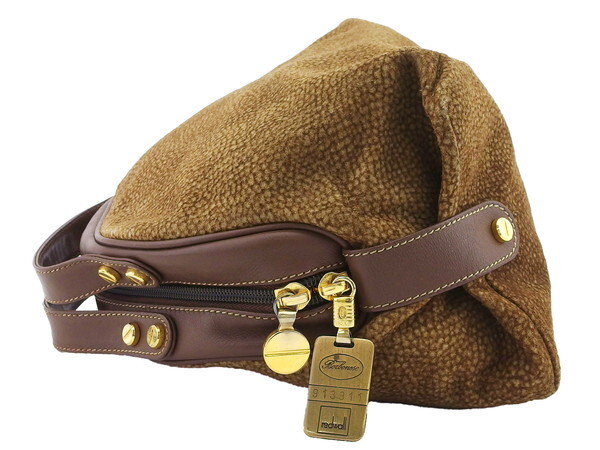 BORBONESE Handbag Quail Pattern Authentic Used T24035 — image 4
