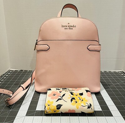 Pink Kate Spade Backpack Purse W/ Matching Floral Wallet | eBay