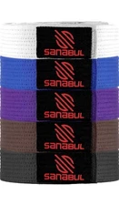 ●White, Sanabul Cintos for Professional Brazilian Jiu Jitsu BJJ.