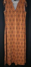 BROOKE SHIELDS Large Maxi Dress Shoulder Tie Moroccan Print 80