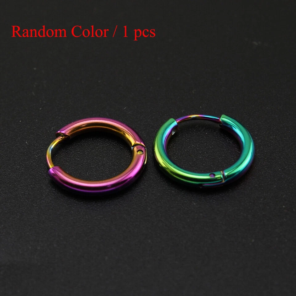 Pendientes de aro redondos pequeños de acero inoxidable de titanio unisex de 1 pieza para dormir joyas  Foto 4 de 4
