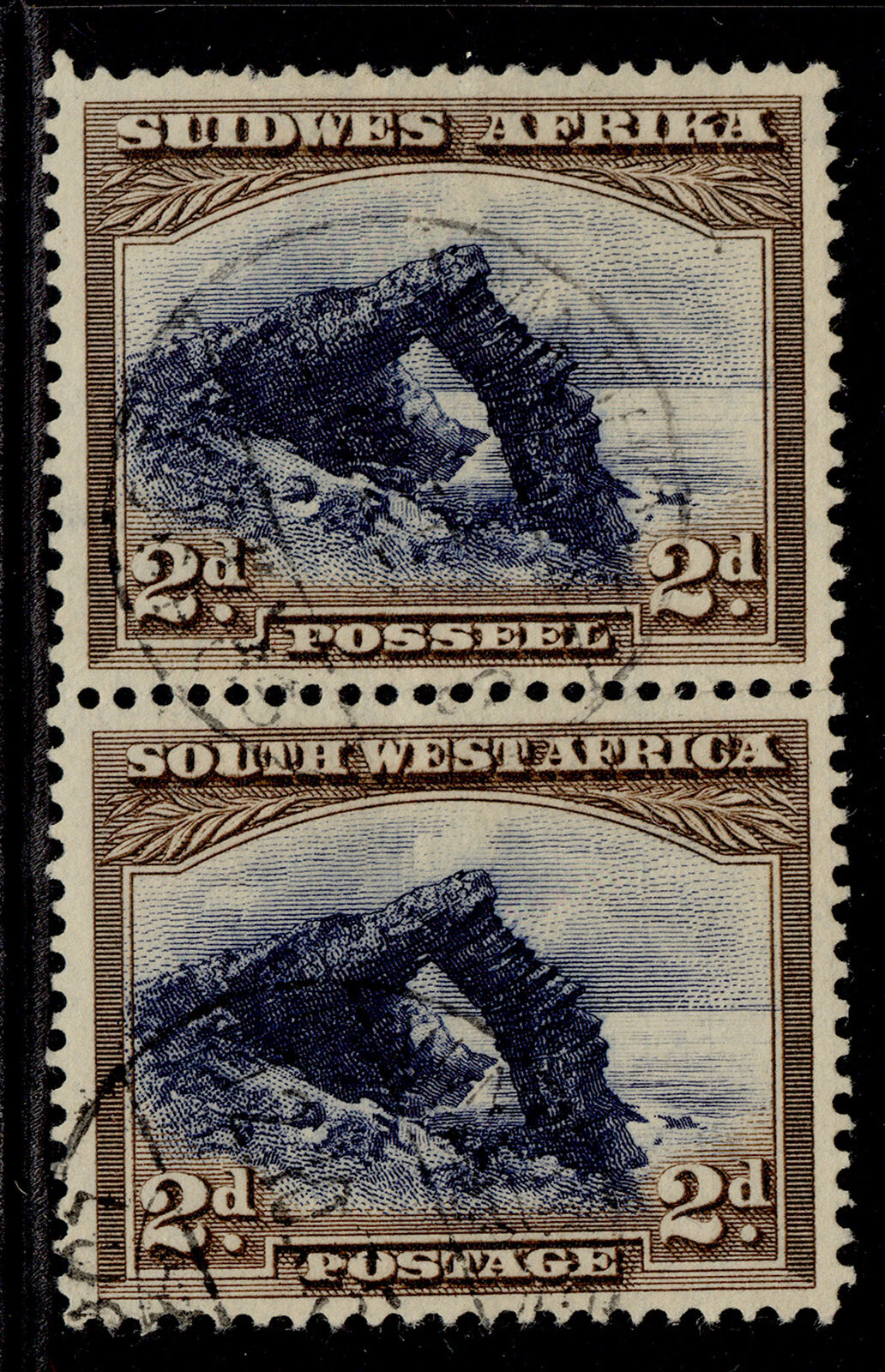 SOUTH WEST AFRICA GV SG76, 2d blue  brown, FINE USED. Cat £10.