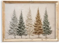 JarThenaAMCS Christmas Canvas Wall Art Prints Oil Painting Pine Forest Art... 