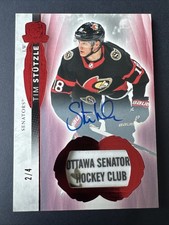 2021 Upper Deck The Cup Tim Stützle Red Patch Auto /4 Landry Tag Patch 1/1