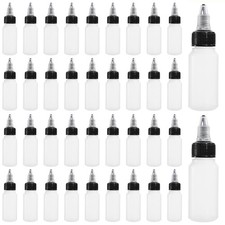 40 Pack 1oz HDPE Boston Round Squeeze Bottles w/ Twist Cap - Empty