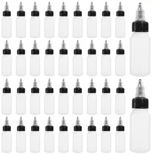 40 Pack 1oz HDPE Boston Round Squeeze Bottles w/ Twist Cap - Empty