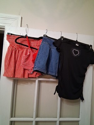 3 Item Hello Kitty Girls Clothing Lot Dress Plus A Jean Skirt And Shirt  T1