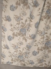 Handmade Made Measure Curtains Pencil Pleat Lined Blue Floral 74 W  50 L Pair