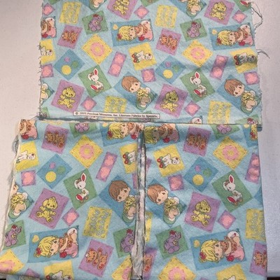 2005 Precious Moments Little Buddy Blue Flannel Fabric Pieces Baby Spectrix