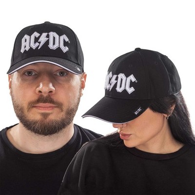 AC/DC Baseball Cap: White Logo OFFICIAL NEU