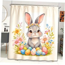 Dreamrflove Easter Bunny Shower Curtain Easter Shower Curtain Set Multicolor G
