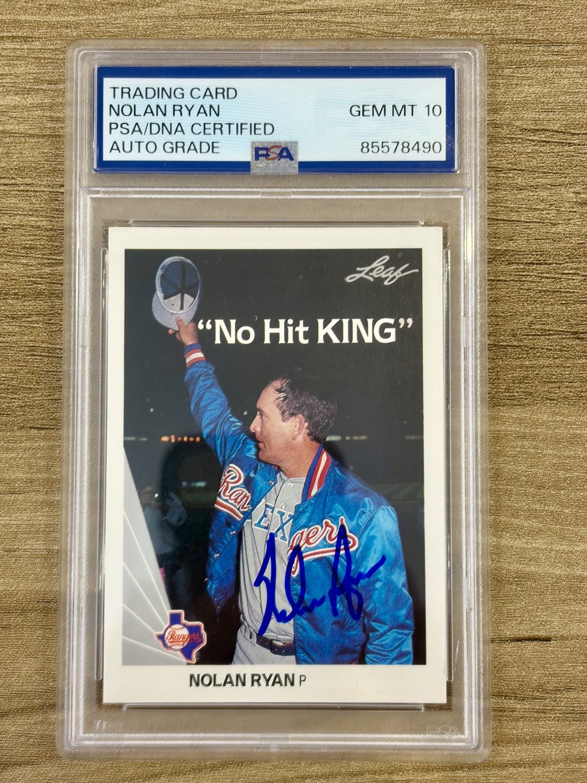 1990 Leaf Nolan Ryan #265 No Hit King Signed PSA DNA Auto 10 HOF