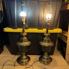 Pair Of VTG Ethan Allen Brass And Green Troph...