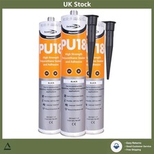 Strong Flexible Black Polyurethane Sealant Adhesive, 3 Tubes